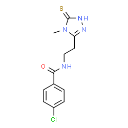ChemSpider 2D Image | 4-Chloro-N-[2-(4-methyl-5-thioxo-4,5-dihydro-1H-1,2,4-triazol-3-yl)ethyl]benzamide | C12H13ClN4OS