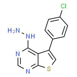 ChemSpider 2D Image | 5-(4-CHLOROPHENYL)-4-HYDRAZINOTHIENO(2,3-D)PYRIMIDINE | C12H9ClN4S