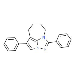 ChemSpider 2D Image | 1,4-Diphenyl-5,6,7,8-tetrahydro-2,2a,8a-triazacyclopenta[cd]azulene | C21H19N3