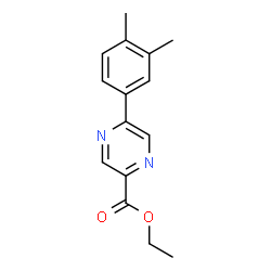 ChemSpider 2D Image | Ethyl 5-(3,4-dimethylphenyl)-2-pyrazinecarboxylate | C15H16N2O2