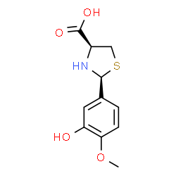 ChemSpider 2D Image | (2S,4S)-2-(3-Hydroxy-4-methoxyphenyl)-1,3-thiazolidine-4-carboxylic acid | C11H13NO4S
