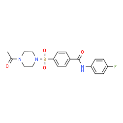 ChemSpider 2D Image | 4-[(4-Acetyl-1-piperazinyl)sulfonyl]-N-(4-fluorophenyl)benzamide | C19H20FN3O4S