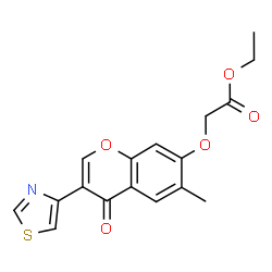 ChemSpider 2D Image | Ethyl {[6-methyl-4-oxo-3-(1,3-thiazol-4-yl)-4H-chromen-7-yl]oxy}acetate | C17H15NO5S