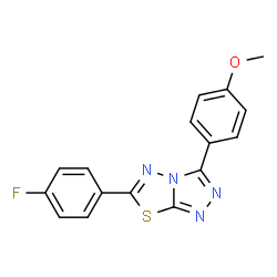 ChemSpider 2D Image | 6-(4-Fluorophenyl)-3-(4-methoxyphenyl)[1,2,4]triazolo[3,4-b][1,3,4]thiadiazole | C16H11FN4OS