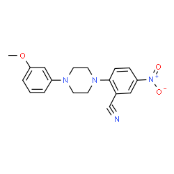 ChemSpider 2D Image | 2-[4-(3-Methoxyphenyl)-1-piperazinyl]-5-nitrobenzonitrile | C18H18N4O3