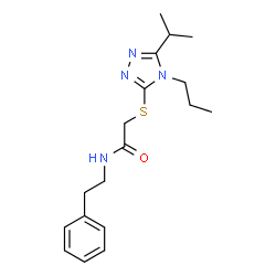 ChemSpider 2D Image | 2-[(5-Isopropyl-4-propyl-4H-1,2,4-triazol-3-yl)sulfanyl]-N-(2-phenylethyl)acetamide | C18H26N4OS