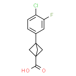 ChemSpider 2D Image | 3-(4-Chloro-3-fluorophenyl)bicyclo[1.1.1]pentane-1-carboxylic acid | C12H10ClFO2