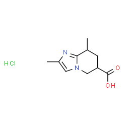 ChemSpider 2D Image | 2,8-Dimethyl-5,6,7,8-tetrahydroimidazo[1,2-a]pyridine-6-carboxylic acid hydrochloride (1:1) | C10H15ClN2O2