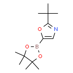 ChemSpider 2D Image | 2-(2-Methyl-2-propanyl)-5-(4,4,5,5-tetramethyl-1,3,2-dioxaborolan-2-yl)-1,3-oxazole | C13H22BNO3