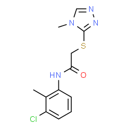 ChemSpider 2D Image | N-(3-Chloro-2-methylphenyl)-2-[(4-methyl-4H-1,2,4-triazol-3-yl)sulfanyl]acetamide | C12H13ClN4OS