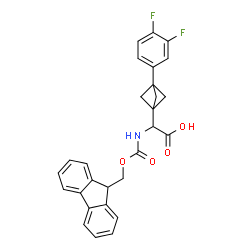 ChemSpider 2D Image | [3-(3,4-Difluorophenyl)bicyclo[1.1.1]pent-1-yl]{[(9H-fluoren-9-ylmethoxy)carbonyl]amino}acetic acid | C28H23F2NO4