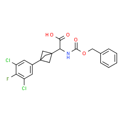 ChemSpider 2D Image | {[(Benzyloxy)carbonyl]amino}[3-(3,5-dichloro-4-fluorophenyl)bicyclo[1.1.1]pent-1-yl]acetic acid | C21H18Cl2FNO4