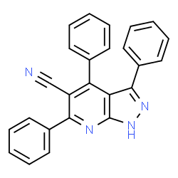 ChemSpider 2D Image | 3,4,6-Triphenyl-1H-pyrazolo[3,4-b]pyridine-5-carbonitrile | C25H16N4