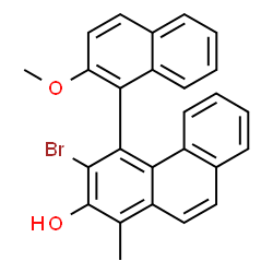 ChemSpider 2D Image | 3-Bromo-4-(2-methoxy-1-naphthyl)-1-methyl-2-phenanthrenol | C26H19BrO2