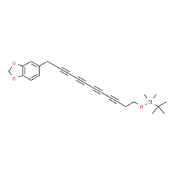 ChemSpider 2D Image | {[11-(1,3-Benzodioxol-5-yl)-3,5,7,9-undecatetrayn-1-yl]oxy}(dimethyl)(2-methyl-2-propanyl)silane | C24H26O3Si