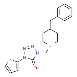 ChemSpider 2D Image | 4-Benzyl-1-{[5-oxo-4-(2-thienyl)-4,5-dihydro-1H-tetrazol-1-yl]methyl}piperidinium | C18H22N5OS