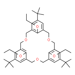 ChemSpider 2D Image | 25,26,27-Triethoxy-7,15,23-tris(2-methyl-2-propanyl)-3,11,19-trioxatetracyclo[19.3.1.1~5,9~.1~13,17~]heptacosa-1(25),5(27),6,8,13(26),14,16,21,23-nonaene | C42H60O6