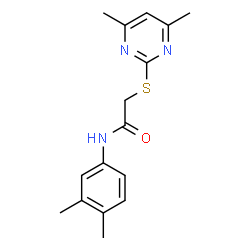 ChemSpider 2D Image | N-(3,4-DIMETHYLPHENYL)-2-((4,6-DIMETHYL-2-PYRIMIDINYL)SULFANYL)ACETAMIDE | C16H19N3OS