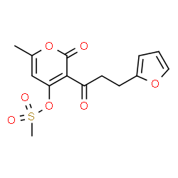 ChemSpider 2D Image | 3-[3-(2-Furyl)propanoyl]-6-methyl-2-oxo-2H-pyran-4-yl methanesulfonate | C14H14O7S