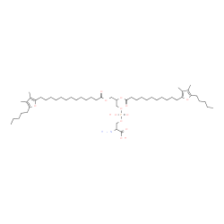 ChemSpider 2D Image | O-[(3-{[13-(3,4-Dimethyl-5-pentyl-2-furyl)tridecanoyl]oxy}-2-{[11-(3,4-dimethyl-5-pentyl-2-furyl)undecanoyl]oxy}propoxy)(hydroxy)phosphoryl]serine | C52H90NO12P