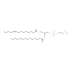 ChemSpider 2D Image | 6-Hydroxy-6-oxido-9-(tetradecanoyloxy)-5,7-dioxa-2-aza-6lambda~5~-phosphadecan-10-yl (9Z)-9-tetradecenoate | C34H66NO8P