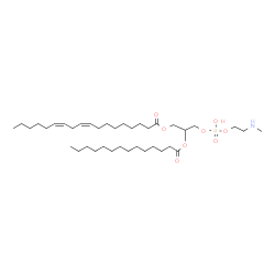 ChemSpider 2D Image | 6-Hydroxy-6-oxido-9-(tetradecanoyloxy)-5,7-dioxa-2-aza-6lambda~5~-phosphadecan-10-yl (9Z,12Z)-9,12-octadecadienoate | C38H72NO8P
