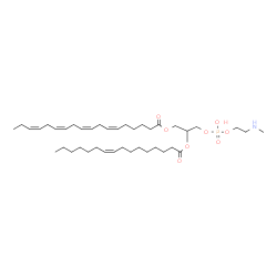 ChemSpider 2D Image | 9-[(9Z)-9-Hexadecenoyloxy]-6-hydroxy-6-oxido-5,7-dioxa-2-aza-6lambda~5~-phosphadecan-10-yl (6Z,9Z,12Z,15Z)-6,9,12,15-octadecatetraenoate | C40H70NO8P