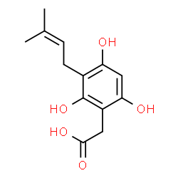 ChemSpider 2D Image | [2,4,6-Trihydroxy-3-(3-methyl-2-buten-1-yl)phenyl]acetic acid | C13H16O5