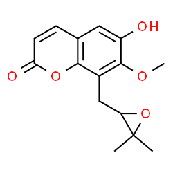 ChemSpider 2D Image | 8-[(3,3-Dimethyl-2-oxiranyl)methyl]-6-hydroxy-7-methoxy-2H-chromen-2-one | C15H16O5