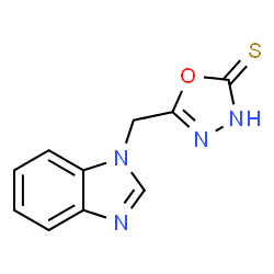 ChemSpider 2D Image | 1,3,4-oxadiazole-2-thiol, 5-(1H-benzimidazol-1-ylmethyl)- | C10H8N4OS
