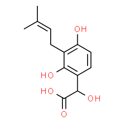 ChemSpider 2D Image | [2,4-Dihydroxy-3-(3-methyl-2-buten-1-yl)phenyl](hydroxy)acetic acid | C13H16O5