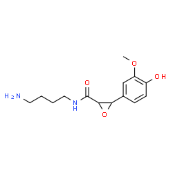 ChemSpider 2D Image | N-(4-Aminobutyl)-3-(4-hydroxy-3-methoxyphenyl)-2-oxiranecarboxamide | C14H20N2O4