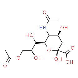 ChemSpider 2D Image | (5xi,6R)-5-Acetamido-6-[(1S,2R)-3-acetoxy-1,2-dihydroxypropyl]-3,5-dideoxy-beta-D-glycero-hex-2-ulopyranosonic acid | C13H21NO10