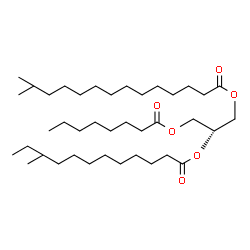 ChemSpider 2D Image | 2-[(10-Methyldodecanoyl)oxy]-3-(octanoyloxy)propyl 13-methyltetradecanoate | C39H74O6