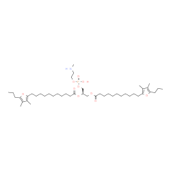 ChemSpider 2D Image | (9R)-22-(3,4-Dimethyl-5-propyl-2-furyl)-6-hydroxy-6-oxido-12-oxo-5,7,11-trioxa-2-aza-6lambda~5~-phosphadocosan-9-yl 11-(3,4-dimethyl-5-propyl-2-furyl)undecanoate | C46H80NO10P