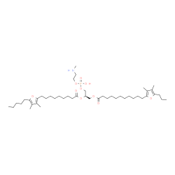 ChemSpider 2D Image | (9R)-9-{[9-(3,4-Dimethyl-5-pentyl-2-furyl)nonanoyl]oxy}-6-hydroxy-6-oxido-5,7-dioxa-2-aza-6lambda~5~-phosphadecan-10-yl 11-(3,4-dimethyl-5-propyl-2-furyl)undecanoate | C46H80NO10P