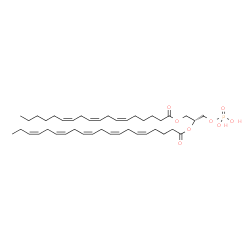 ChemSpider 2D Image | (2R)-1-[(6Z,9Z,12Z)-6,9,12-Octadecatrienoyloxy]-3-(phosphonooxy)-2-propanyl (5Z,8Z,11Z,14Z,17Z)-5,8,11,14,17-icosapentaenoate | C41H65O8P