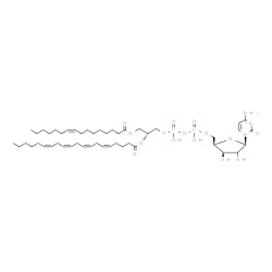 ChemSpider 2D Image | 4-Amino-1-{(2xi)-5-O-[{[{(2R)-3-[(9Z)-9-hexadecenoyloxy]-2-[(5Z,8Z,11Z,14Z)-5,8,11,14-icosatetraenoyloxy]propoxy}(hydroxy)phosphoryl]oxy}(hydroxy)phosphoryl]-beta-D-threo-pentofuranosyl}-2(1H)-pyrimid
inone | C48H79N3O15P2