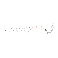 ChemSpider 2D Image | 4-Amino-1-[(2xi)-5-O-{hydroxy[(hydroxy{(2R)-2-[(18-methylicosanoyl)oxy]-3-[(12-methyltridecanoyl)oxy]propoxy}phosphoryl)oxy]phosphoryl}-beta-D-threo-pentofuranosyl]-2(1H)-pyrimidinone | C47H87N3O15P2