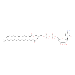 ChemSpider 2D Image | 4-Amino-1-[(2xi)-5-O-{hydroxy[(hydroxy{(2R)-2-[(17-methyloctadecanoyl)oxy]-3-[(14-methylpentadecanoyl)oxy]propoxy}phosphoryl)oxy]phosphoryl}-beta-D-threo-pentofuranosyl]-2(1H)-pyrimidinone | C47H87N3O15P2
