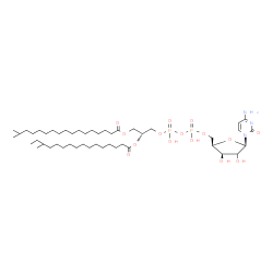 ChemSpider 2D Image | 4-Amino-1-[(2xi)-5-O-{hydroxy[(hydroxy{(2R)-3-[(16-methylheptadecanoyl)oxy]-2-[(14-methylhexadecanoyl)oxy]propoxy}phosphoryl)oxy]phosphoryl}-beta-D-threo-pentofuranosyl]-2(1H)-pyrimidinone | C47H87N3O15P2