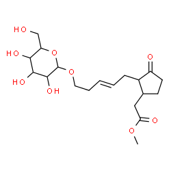 ChemSpider 2D Image | Methyl {2-[(2E)-5-(hexopyranosyloxy)-2-penten-1-yl]-3-oxocyclopentyl}acetate | C19H30O9