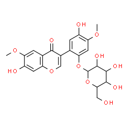ChemSpider 2D Image | 4-Hydroxy-2-(7-hydroxy-6-methoxy-4-oxo-4H-chromen-3-yl)-5-methoxyphenyl hexopyranoside | C23H24O12