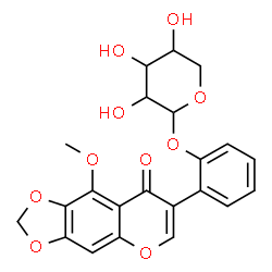 ChemSpider 2D Image | 2-(9-Methoxy-8-oxo-8H-[1,3]dioxolo[4,5-g]chromen-7-yl)phenyl pentopyranoside | C22H20O10