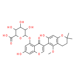 ChemSpider 2D Image | 7,7'-Dihydroxy-5'-methoxy-2',2'-dimethyl-4-oxo-3',4'-dihydro-2'H,4H-3,6'-bichromen-5-yl hexopyranosiduronic acid | C27H28O13