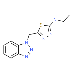 ChemSpider 2D Image | 5-(1H-Benzotriazol-1-ylmethyl)-N-ethyl-1,3,4-thiadiazol-2-amine | C11H12N6S