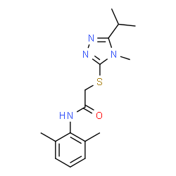 ChemSpider 2D Image | N-(2,6-Dimethylphenyl)-2-[(5-isopropyl-4-methyl-4H-1,2,4-triazol-3-yl)sulfanyl]acetamide | C16H22N4OS