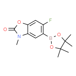 ChemSpider 2D Image | 6-Fluoro-3-methyl-5-(4,4,5,5-tetramethyl-1,3,2-dioxaborolan-2-yl)-1,3-benzoxazol-2(3H)-one | C14H17BFNO4