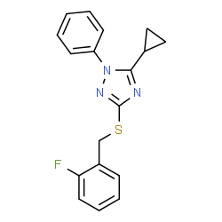 ChemSpider 2D Image | 5-Cyclopropyl-3-[(2-fluorobenzyl)sulfanyl]-1-phenyl-1H-1,2,4-triazole | C18H16FN3S