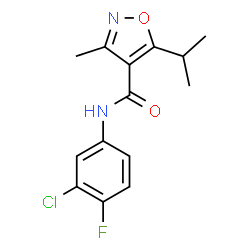 ChemSpider 2D Image | N-(3-Chloro-4-fluorophenyl)-5-isopropyl-3-methyl-1,2-oxazole-4-carboxamide | C14H14ClFN2O2